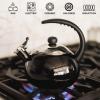 imageFarberware Luna Water Kettle Whistling Tea Pot Works For All Stovetops Porcelain Enamel on Carbon Steel BPAFree RustProof Stay Cool Handle 25qt 10 Cups Capacity BlackBlack