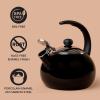 imageFarberware Luna Water Kettle Whistling Tea Pot Works For All Stovetops Porcelain Enamel on Carbon Steel BPAFree RustProof Stay Cool Handle 25qt 10 Cups Capacity BlackBlack
