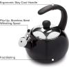 imageFarberware Luna Water Kettle Whistling Tea Pot Works For All Stovetops Porcelain Enamel on Carbon Steel BPAFree RustProof Stay Cool Handle 25qt 10 Cups Capacity BlackBlack