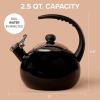 imageFarberware Luna Water Kettle Whistling Tea Pot Works For All Stovetops Porcelain Enamel on Carbon Steel BPAFree RustProof Stay Cool Handle 25qt 10 Cups Capacity BlackBlack