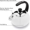 imageFarberware Luna Water Kettle Whistling Tea Pot Works For All Stovetops Porcelain Enamel on Carbon Steel BPAFree RustProof Stay Cool Handle 25qt 10 Cups Capacity BlackWhite