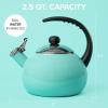imageFarberware Luna Water Kettle Whistling Tea Pot Works For All Stovetops Porcelain Enamel on Carbon Steel BPAFree RustProof Stay Cool Handle 25qt 10 Cups Capacity BlackAqua