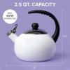 imageFarberware Luna Water Kettle Whistling Tea Pot Works For All Stovetops Porcelain Enamel on Carbon Steel BPAFree RustProof Stay Cool Handle 25qt 10 Cups Capacity BlackWhite