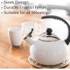 imageFarberware Luna Water Kettle Whistling Tea Pot Works For All Stovetops Porcelain Enamel on Carbon Steel BPAFree RustProof Stay Cool Handle 25qt 10 Cups Capacity BlackWhite