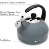 imageFarberware Omega Tea Kettle Whistling Tea Pot Works For All Stovetops Porcelain Enamel on Carbon Steel BPAFree RustProof Stay Cool Handle 275 quart 11 cups CapacityGrayGray