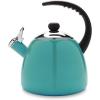 imageFarberware Dome Tea Kettle Whistling Teapot Porcelain Enamel on Carbon Steel BPAFree RustProof Cool Handle 3 qt 12 Cup Capacity RedAqua