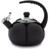 imageFarberware Luna Water Kettle Whistling Tea Pot Works For All Stovetops Porcelain Enamel on Carbon Steel BPAFree RustProof Stay Cool Handle 25qt 10 Cups Capacity BlackBlack