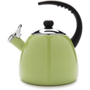 imageFarberware Dome Tea Kettle Whistling Teapot Porcelain Enamel on Carbon Steel BPAFree RustProof Cool Handle 3 qt 12 Cup Capacity RedGranny Apple