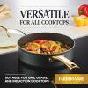 imageFarberware Forged Induction Ceramic Cookware Nonstick Saute Pan with Lid Dishwasher Safe Suitable for All Stovetops 3 Quart Sauteuse PanJumbo Cooker  Black and GoldBlack