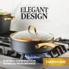 imageFarberware Forged Induction Ceramic Cookware Nonstick Saute Pan with Lid Dishwasher Safe Suitable for All Stovetops 3 Quart Sauteuse PanJumbo Cooker  Black and GoldBlack