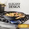 imageFarberware Forged Induction Ceramic Cookware Nonstick Saute Pan with Lid Dishwasher Safe Suitable for All Stovetops 3 Quart Sauteuse PanJumbo Cooker  Black and GoldBlack