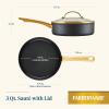 imageFarberware Forged Induction Ceramic Cookware Nonstick Saute Pan with Lid Dishwasher Safe Suitable for All Stovetops 3 Quart Sauteuse PanJumbo Cooker  Black and GoldBlack