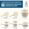 imageFarberware Forged Induction Ceramic Nonstick Pots and Pans Set with Cooking Tools Dishwasher Safe Gold Color Stainless Steel Handles 12 Piece Cookware Set  TaupeTaupe