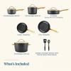 imageFarberware Forged Induction Ceramic Nonstick Pots and Pans Set with Cooking Tools Dishwasher Safe Gold Color Stainless Steel Handles 12 Piece Cookware Set  TaupeBlack
