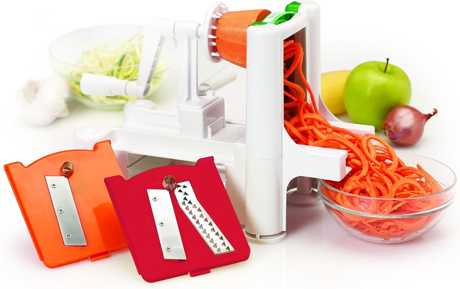 imageFarberware Spiraletti Spiral Vegetable Slicer with Three Colored Blades 900 x 600 x 1500 inches WhiteSpiraletti