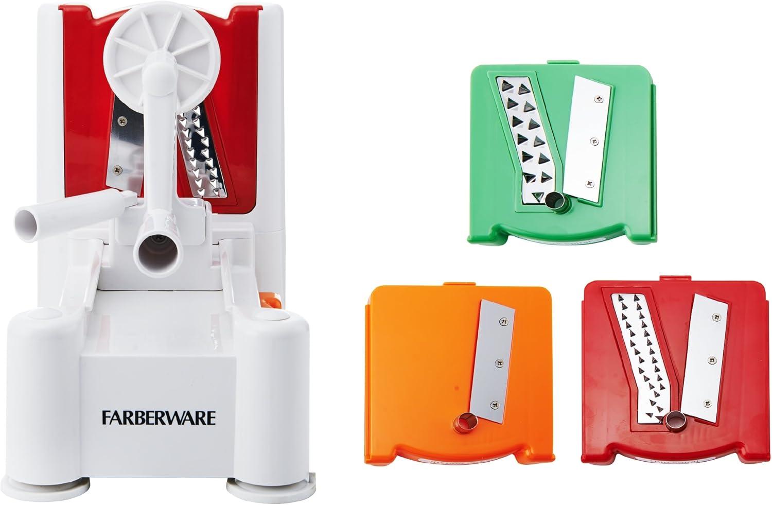 imageFarberware Spiraletti Spiral Vegetable Slicer with Three Colored Blades 900 x 600 x 1500 inches WhiteSpiraletti
