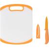 imageFarberware 2Piece Paring Knife and Cutting Board Set 35Inch Paring Knife with Resin Coating and CustomFit Blade Cover and NonSlip Plastic Chopping Board DishwasherSafe Set WhiteBlueWhiteOrange