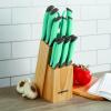 imageFarberware Soft Grip Cutlery Knife Block Set 14Piece Aqua and Gray