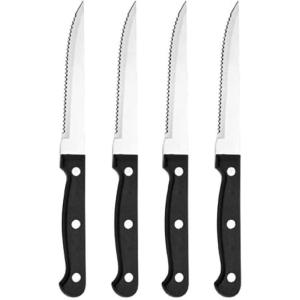 imageFarberware Stamped Triple Rivet High Carbon Stainless Steel Steak Knife Set 4Piece Black