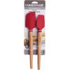 imageFarberware 5216385 Professional Heat Resistant Silicone Spatula with Wood HandleSafe for NonStick Cookware Set of 2 RedSet of 2 Mini Spatulas