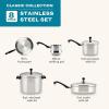 imageFarberware Classic Series Anniversary Edition Stainless Steel Cookware Set and Lids Induction Ready Dishwasher Safe 8 Piece Pots and Pans Metal Utensil Safe  AquaStainless Steel