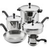 imageFarberware Classic Series Anniversary Edition Stainless Steel Cookware Set and Lids Induction Ready Dishwasher Safe 8 Piece Pots and Pans Metal Utensil Safe  AquaStainless Steel
