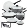 imageFarberware 17490 Ceramic Dishwasher Safe Nonstick Cookware Set  Pots and Pans Set  12 Piece BlueGray