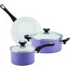 imageFarberware 17490 Ceramic Dishwasher Safe Nonstick Cookware Set  Pots and Pans Set  12 Piece BlueLavender