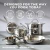 imageFarberware Millennium Stainless Steel Frying PanSkillet Induction Ready Compatible with All Cooktops Metal Utensil Safe 1225 Inch Open Fry Pan Dishwasher Safe  Stainless Steel
