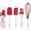 image:imageFarberware Kitchen Utensil Gift Set 4Piece Silicone amp Plastic Tools with Whisk Spatula Spoon Spatula amp Basting Brush Heat Resistant Kitchen Gadget Set Dishwasher SafeRed