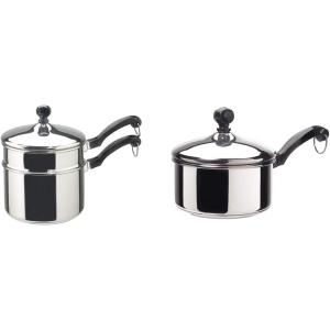 image:imageFarberware Classic Stainless Steel Double Boiler amp Sauce Pan with Lids 2 Quart 1 QuartDouble Boiler  PanSaucepan  1 Quart