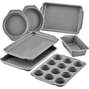 image:imageFarberware Bakeware Nonstick Baking Pans with Baking Sheets Cake Pans MeatloafBread Pan and Muffin Pan 7 Piece Bakeware Set  Gray7Piece Set