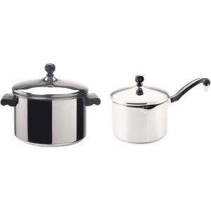 image:imageFarberware Classic Stainless Steel 4Quart Covered Saucepot   Silver amp Classic Stainless Steel 3Quart Covered Straining Saucepan   Silver