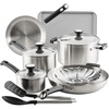 image:imageFarberware TrueCook Stainless Steel InductionReady Dishwasher Safe 12Piece Cookware Set Stainless Steel